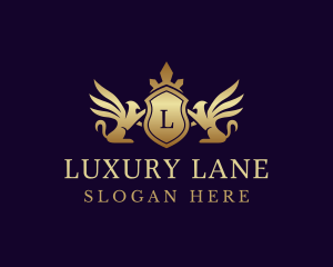 Luxury Crown Griffin Shield logo design