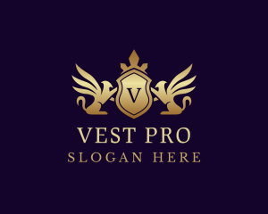 Luxury Crown Griffin Shield logo design