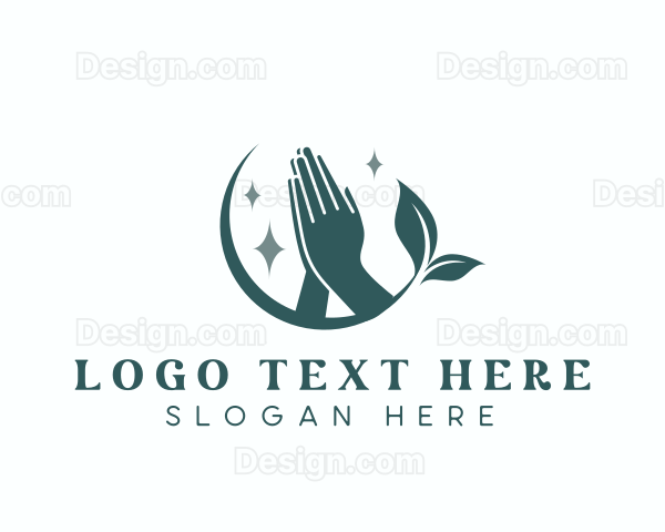 Sacred Leaf Hand Prayer Logo