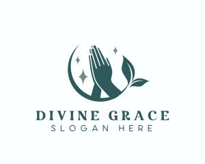 Sacred Leaf Hand Prayer logo design