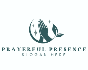 Sacred Leaf Hand Prayer logo design