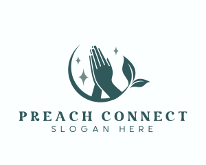 Sacred Leaf Hand Prayer logo design