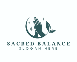 Sacred Leaf Hand Prayer logo design