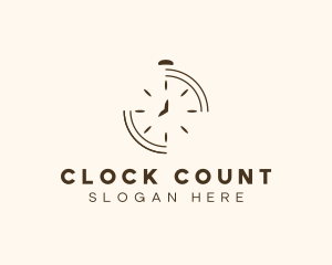 Minimalist Stopwatch Time logo design