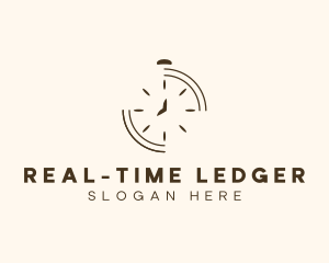 Minimalist Stopwatch Time logo design