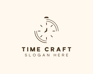 Minimalist Stopwatch Time logo design