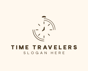 Minimalist Stopwatch Time logo design