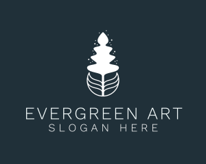 Abstract Leaf Pine Tree logo design