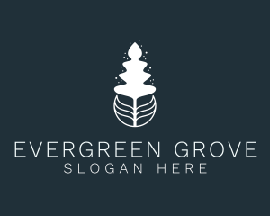 Abstract Leaf Pine Tree logo design