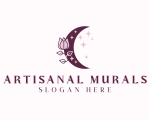 Floral Moon Crescent logo design