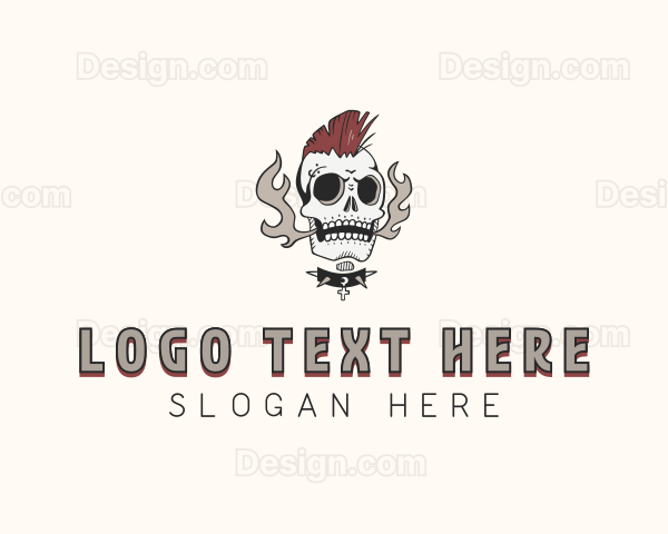 Mohawk Skull Rockstar Logo