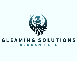 Moon Maid Broom Cleaning  logo design