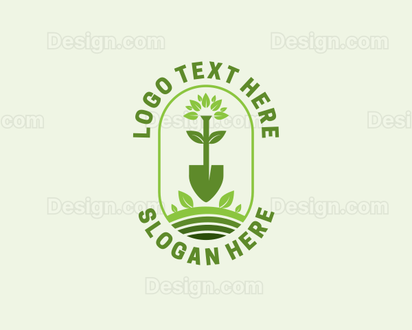 Plant Shovel Gardening Logo