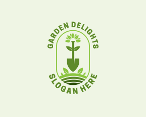 Plant Shovel Gardening logo design