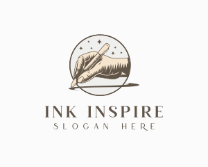 Hand Writing Ink Author logo design