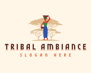 African Woman Tribe logo design