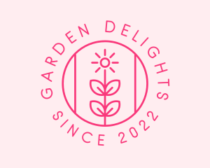 Flower Gardening Badge  logo design