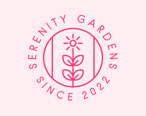 Flower Gardening Badge  logo design