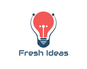 Idea Circuit Bulb logo design