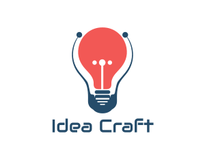 Idea Circuit Bulb logo design