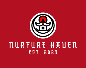 Japanese Sun Temple logo design