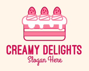 Strawberry Cheesecake Cake  logo design