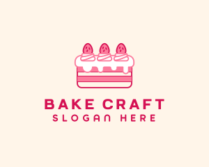 Strawberry Cheesecake Cake  logo design