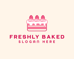 Strawberry Cheesecake Cake  logo design