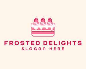 Strawberry Cheesecake Cake  logo design