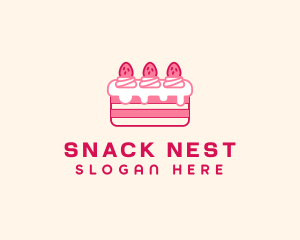 Strawberry Cheesecake Cake  logo design