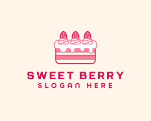 Strawberry Cheesecake Cake  logo design