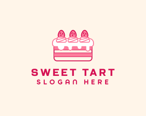 Strawberry Cheesecake Cake  logo design