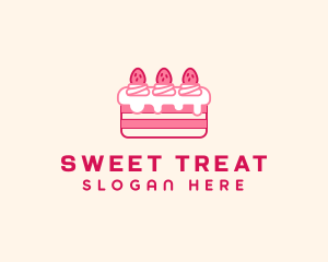 Strawberry Cheesecake Cake  logo design