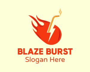 Fiery Energy Drink Straw logo design