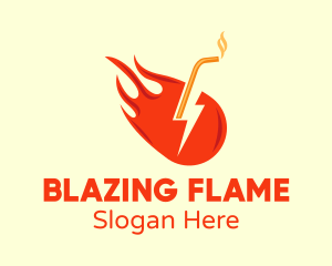 Fiery Energy Drink Straw logo design