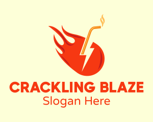 Fiery Energy Drink Straw logo design