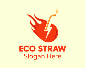 Fiery Energy Drink Straw logo design