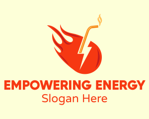 Fiery Energy Drink Straw logo design