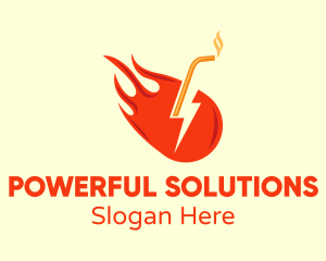 Fiery Energy Drink Straw logo design