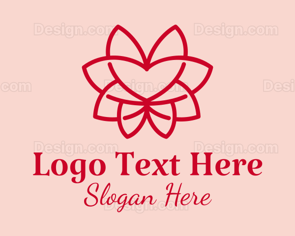 Red Heart Flower Logo