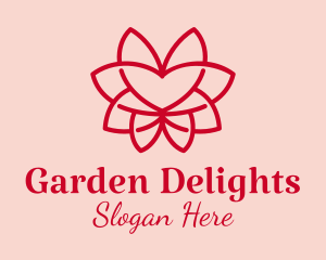 Red Heart Flower  logo design