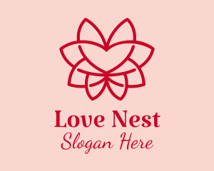 Red Heart Flower  logo design