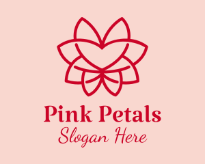 Red Heart Flower  logo design