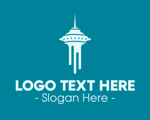 Tall - Blue Seattle Tower logo design