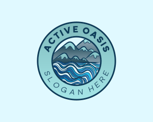 Mountain Sea Waves logo design