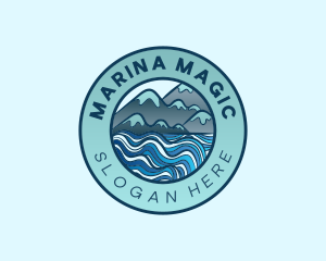 Mountain Sea Waves logo design