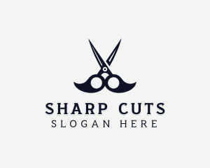 Scissors Mustache Barber logo design