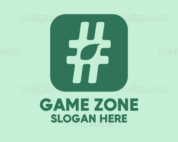 Green Leaf Hashtag Logo