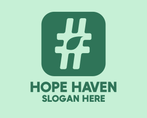 Green Leaf Hashtag  Logo