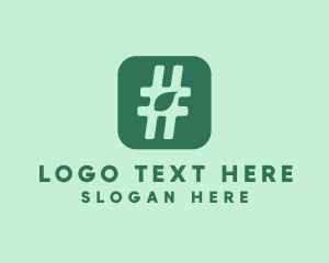 Green Leaf Hashtag  logo